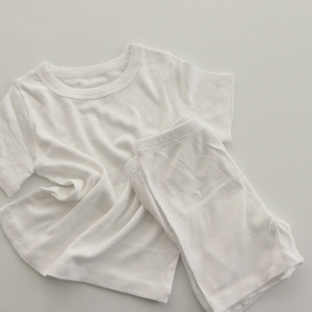 Baby Short Sleeves Plain T-shirt and Shorts 2-Piece Pajamas Clothing Set