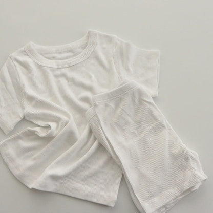 Baby Short Sleeves Plain T-shirt and Shorts 2-Piece Pajamas Clothing Set