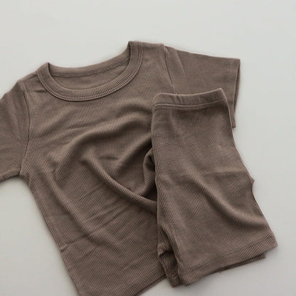 Baby Short Sleeves Plain T-shirt and Shorts 2-Piece Pajamas Clothing Set
