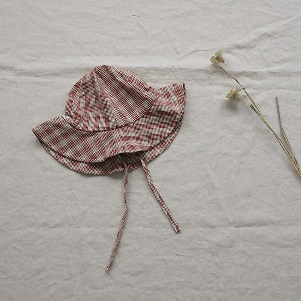 Baby Kids Girls Fly Sleeves Plaid Pattern Top, Shorts with Hat 3-Piece Set