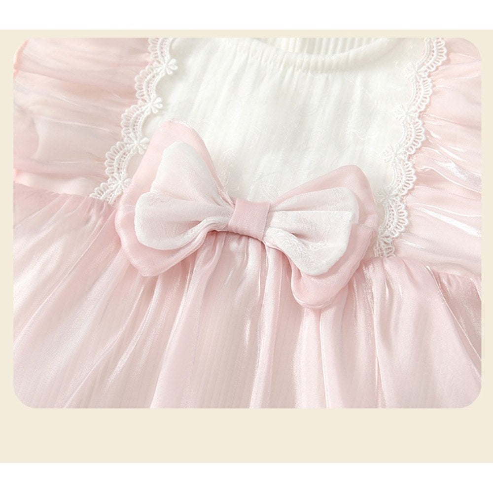 Baby Girls Long Sleeves Cute Butterfly-bows Pattern Bodysuit Dress with Hat