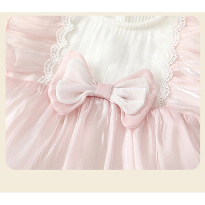 Baby Girls Long Sleeves Cute Butterfly-bows Pattern Bodysuit Dress with Hat