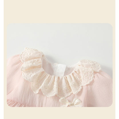 Baby Kids Girls Long Sleeves Cute Butterfly-bows Pattern Bodysuit Dress