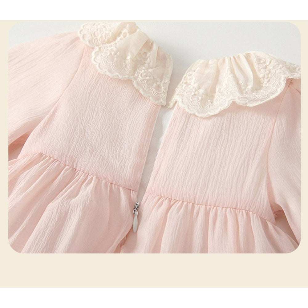 Baby Kids Girls Long Sleeves Cute Butterfly-bows Pattern Bodysuit Dress