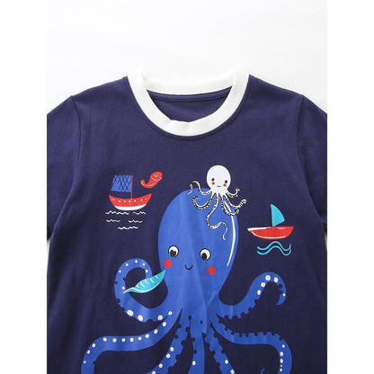 Baby Kids Boys Short Sleeves Cartoon Pattern T-shirt and Shorts 2-Piece Clothing Set