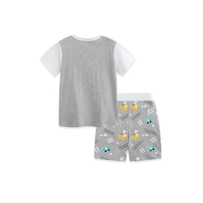 Baby Kids Boys Short Sleeves Cartoon Pattern T-shirt and Shorts 2-Piece Clothing Set