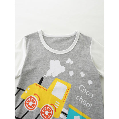 Baby Kids Boys Short Sleeves Cartoon Pattern T-shirt and Shorts 2-Piece Clothing Set