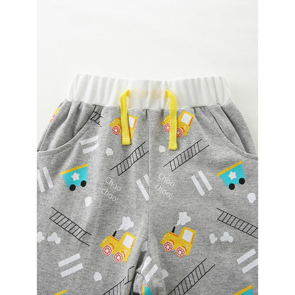 Baby Kids Boys Short Sleeves Cartoon Pattern T-shirt and Shorts 2-Piece Clothing Set