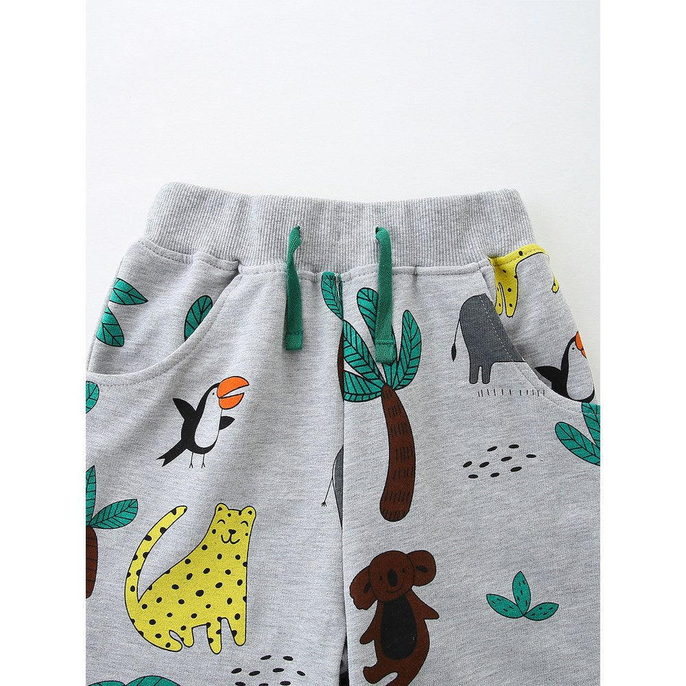 Baby Kids Boys Short Sleeves Animals Cartoon Pattern T-shirt and Shorts 2-Piece Clothing Set