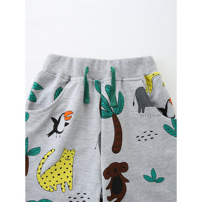 Baby Kids Boys Short Sleeves Animals Cartoon Pattern T-shirt and Shorts 2-Piece Clothing Set