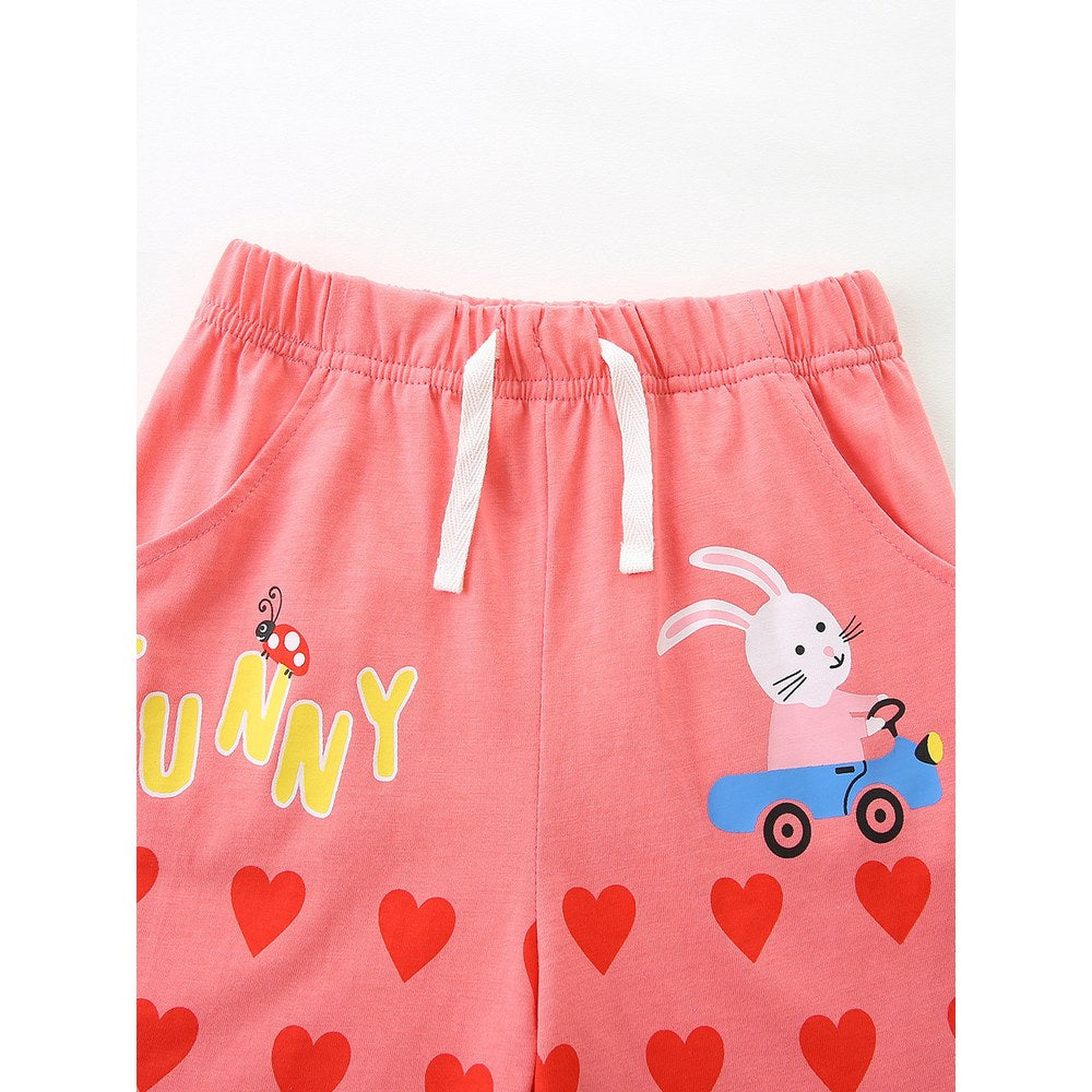 Baby Kids Girls Fly Sleeves Cartoon Pattern Vest and Shorts 2-Piece Clothing Set