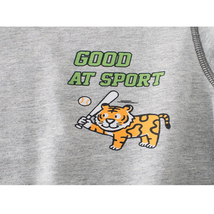 Baby Kids Boys Letters and Cartoon Print Long Sleeves Crew Neck Sweatshirt