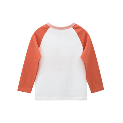 Kids Girls Cartoon and Letters Print Crew Neck Long Sleeves Top