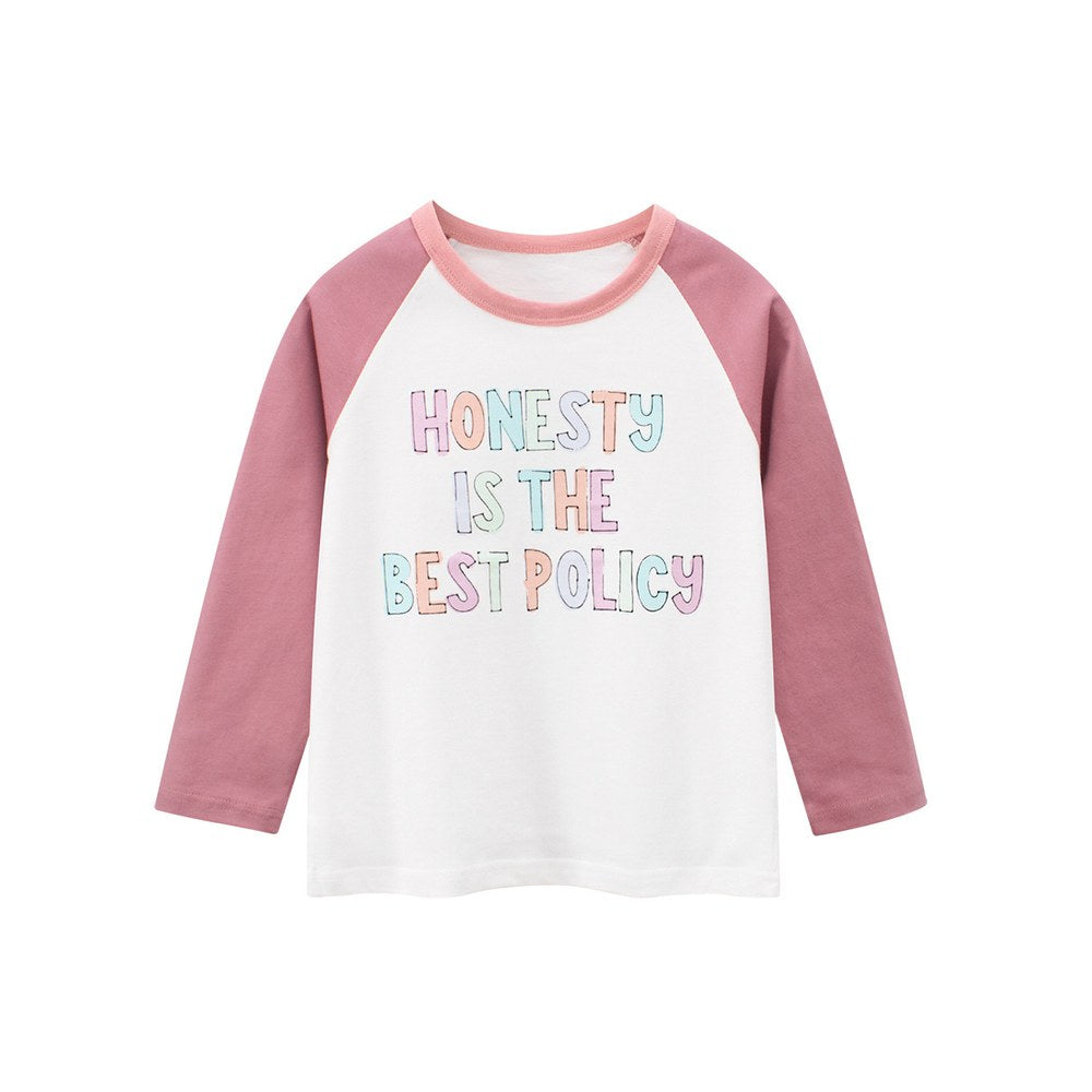Kids Girls Letters Print Crew Neck Long Sleeves Top