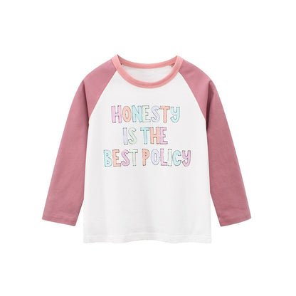Kids Girls Letters Print Crew Neck Long Sleeves Top