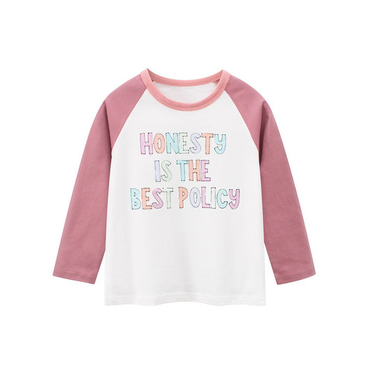 Kids Girls Letters Print Crew Neck Long Sleeves Top