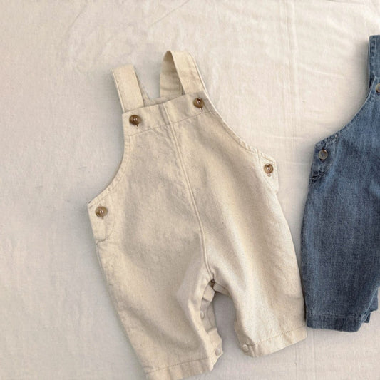 Baby Unisex Solid Color Sleeveless Romper Overalls
