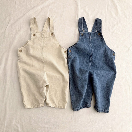 Baby Unisex Solid Color Sleeveless Romper Overalls