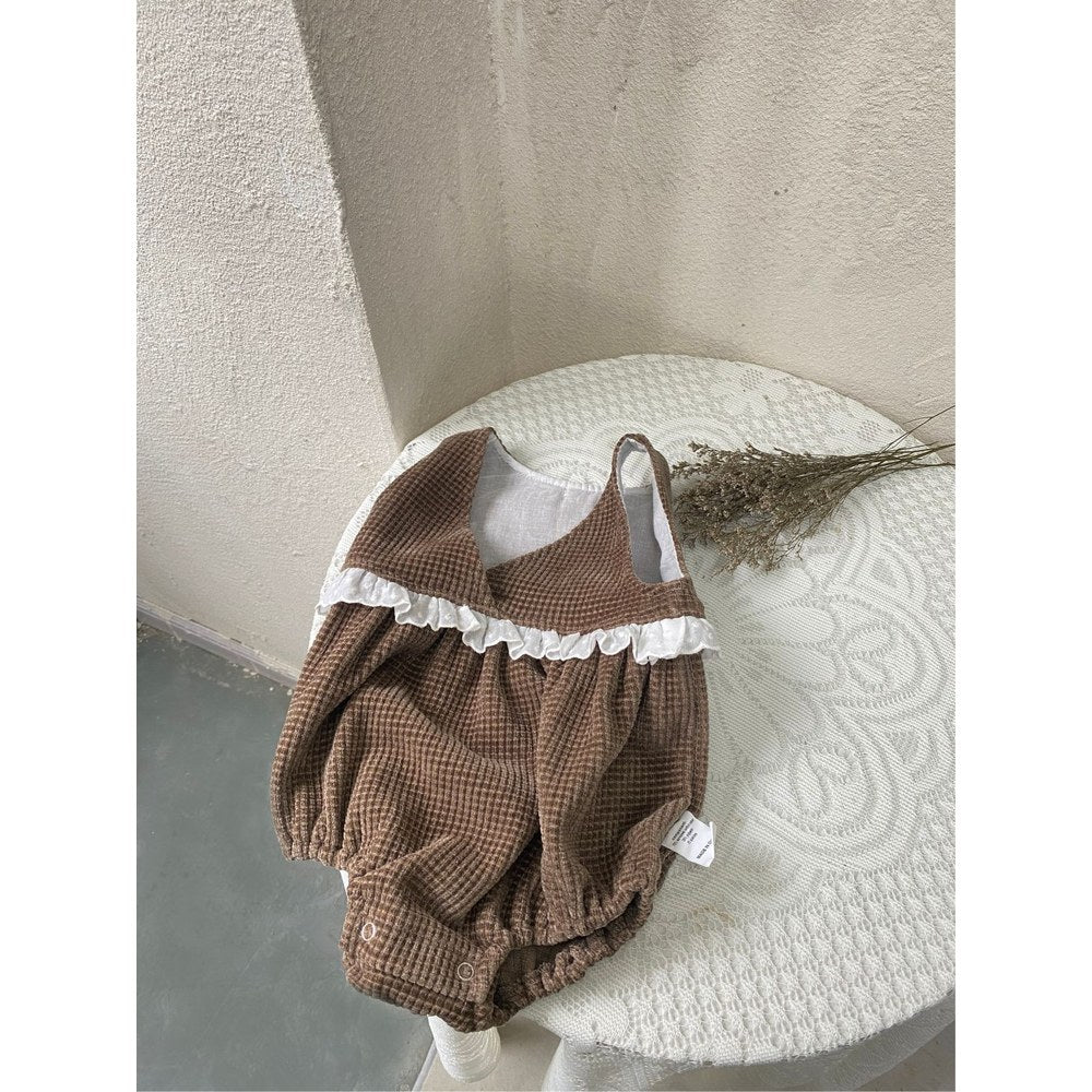 Baby Kids Girls Sleeveless V Neck Waffle Grid Bodysuit