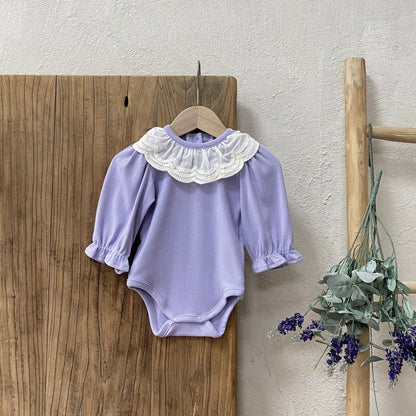 Baby Kids Girls Long Sleeves Lace Collar Bodysuit