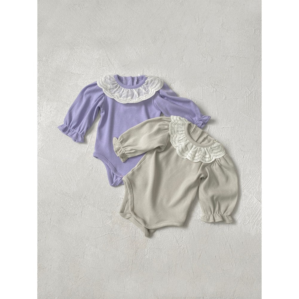Baby Kids Girls Long Sleeves Lace Collar Bodysuit