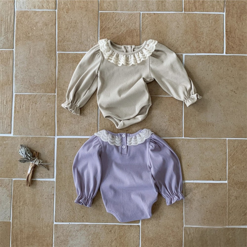 Baby Kids Girls Long Sleeves Lace Collar Bodysuit