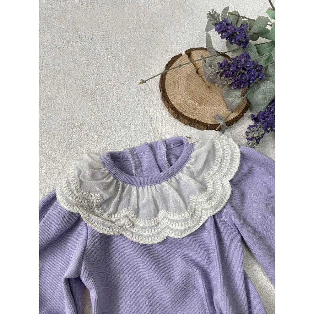 Baby Kids Girls Long Sleeves Lace Collar Bodysuit