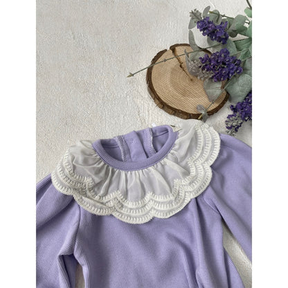 Baby Kids Girls Long Sleeves Lace Collar Bodysuit