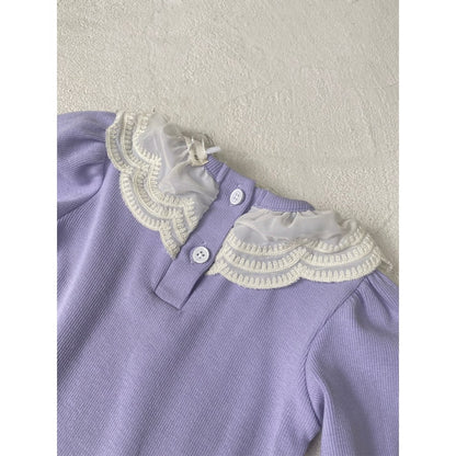 Baby Kids Girls Long Sleeves Lace Collar Bodysuit