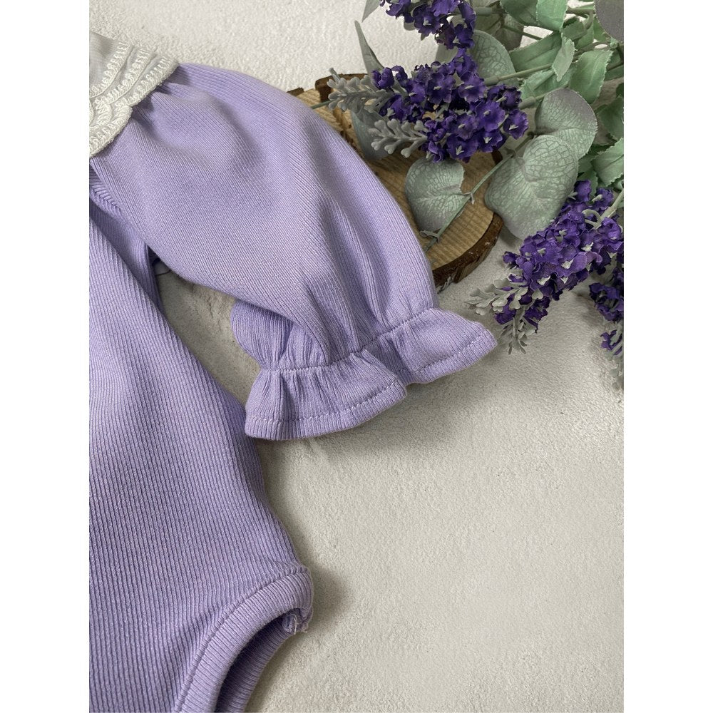 Baby Kids Girls Long Sleeves Lace Collar Bodysuit