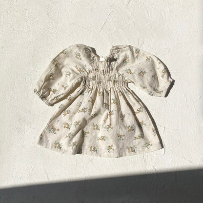 Baby Kids Girls Princess Long Sleeves Square Neck Floral Dress