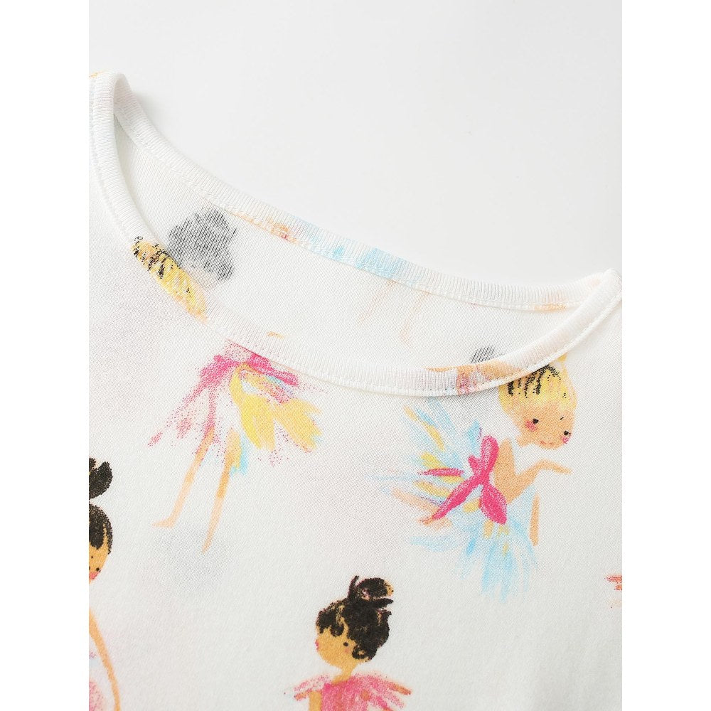 Baby Kids Girls Cartoon Pattern Long Sleeves Top