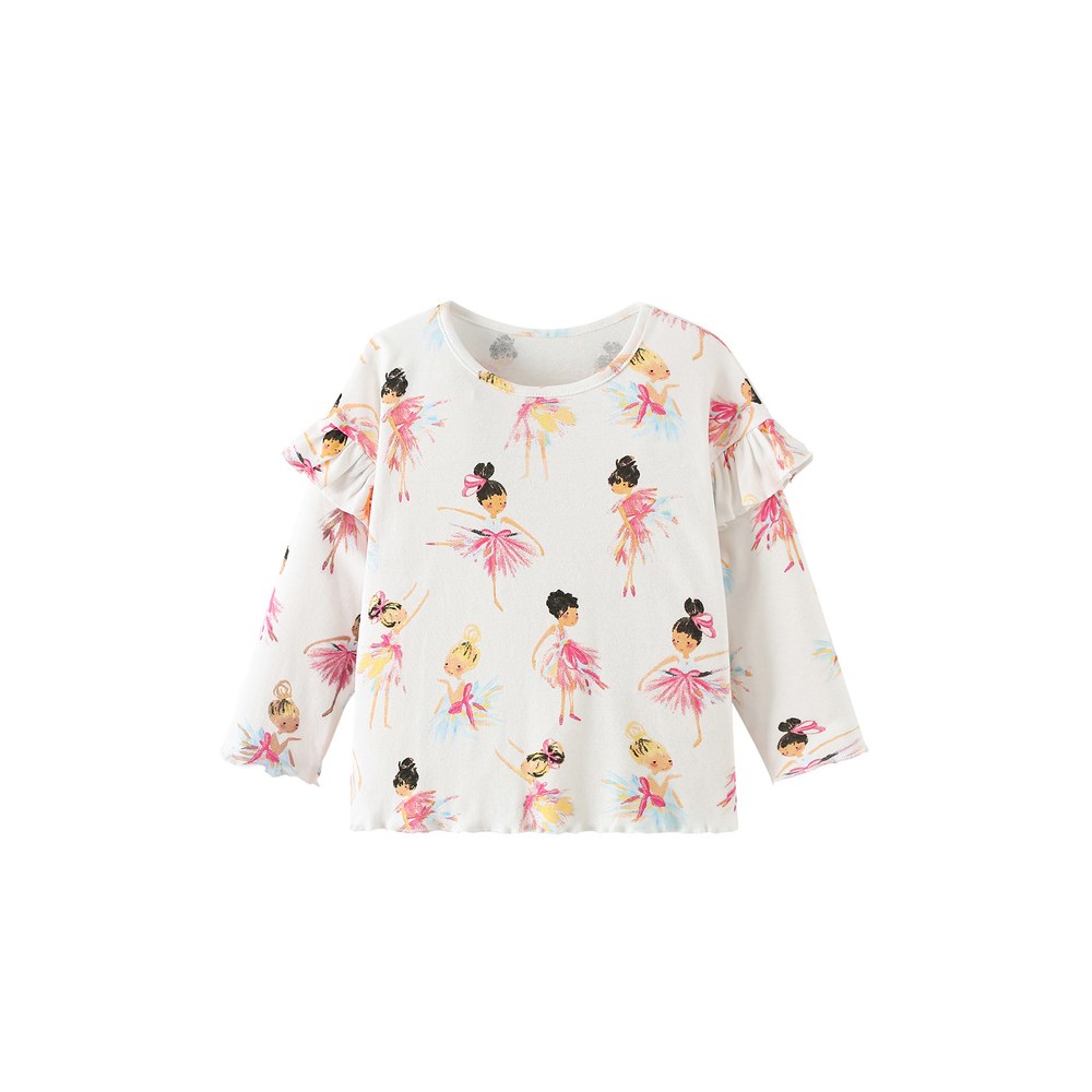 Baby Kids Girls Cartoon Pattern Long Sleeves Top