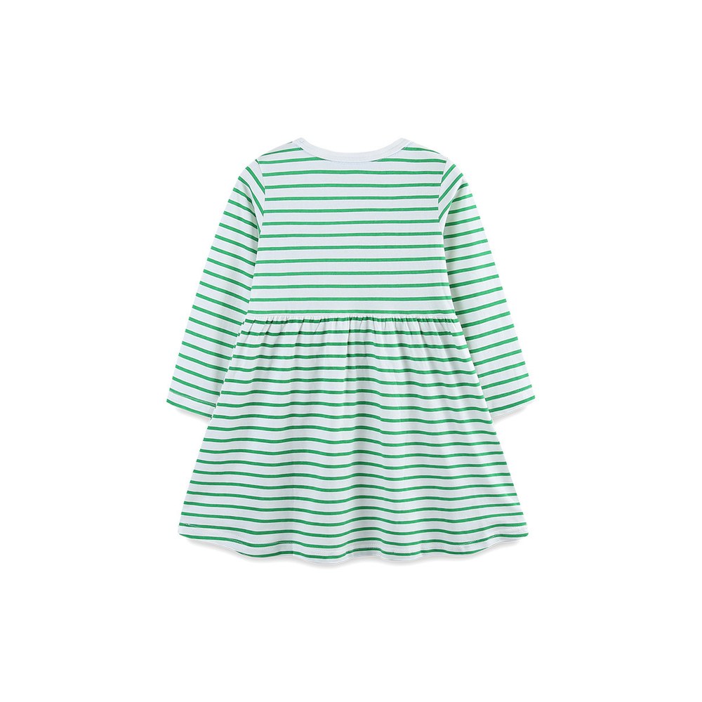 Baby Kids Girls Princess Striped and Flowers Pattern Long Sleeves Dress