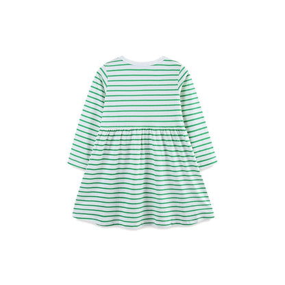 Baby Kids Girls Princess Striped and Flowers Pattern Long Sleeves Dress