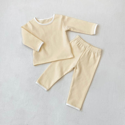 Baby Kids Unisex Plain Top and Pants 2-piece Pajamas Clothing Set