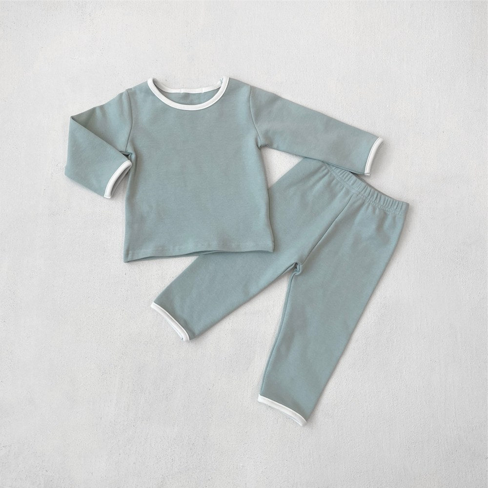 Baby Kids Unisex Plain Top and Pants 2-piece Pajamas Clothing Set