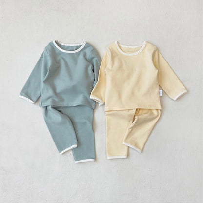 Baby Kids Unisex Plain Top and Pants 2-piece Pajamas Clothing Set