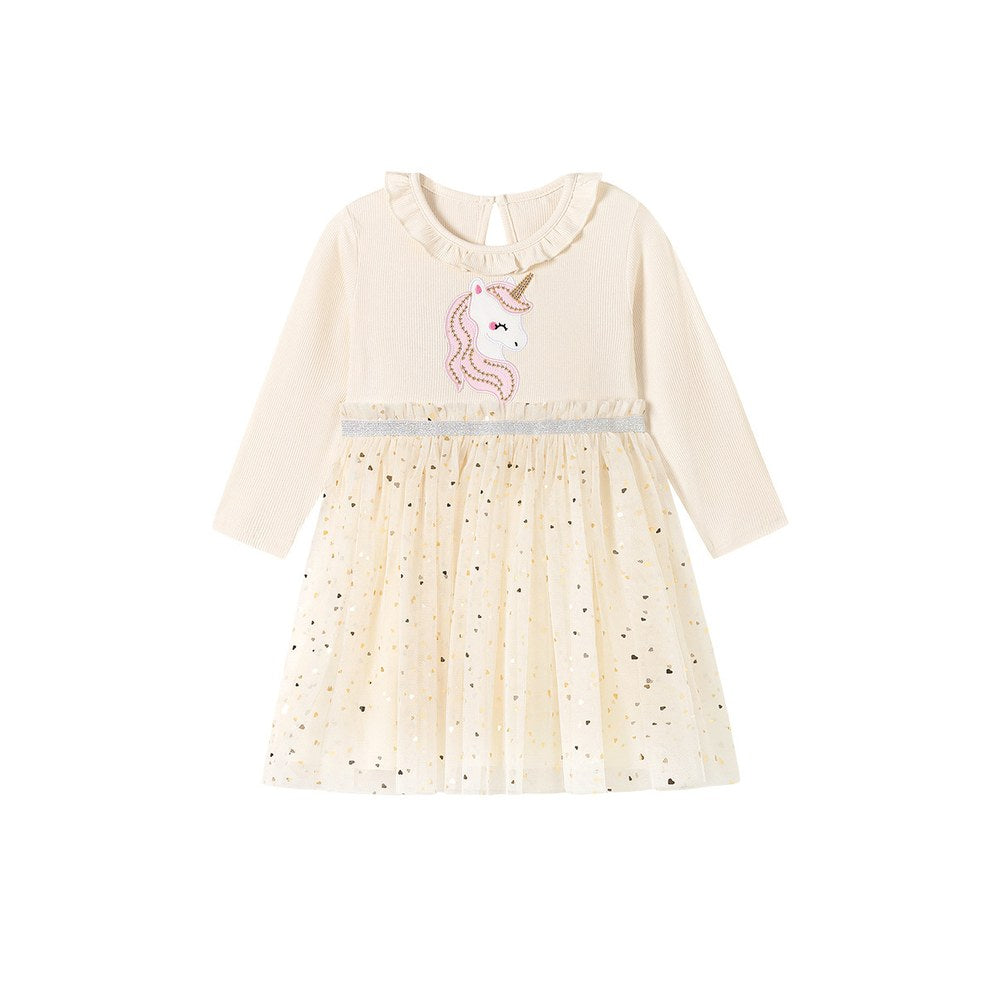 Baby Kids Girls Cartoon and Hearts Pattern Dress
