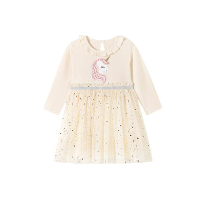 Baby Kids Girls Cartoon and Hearts Pattern Dress