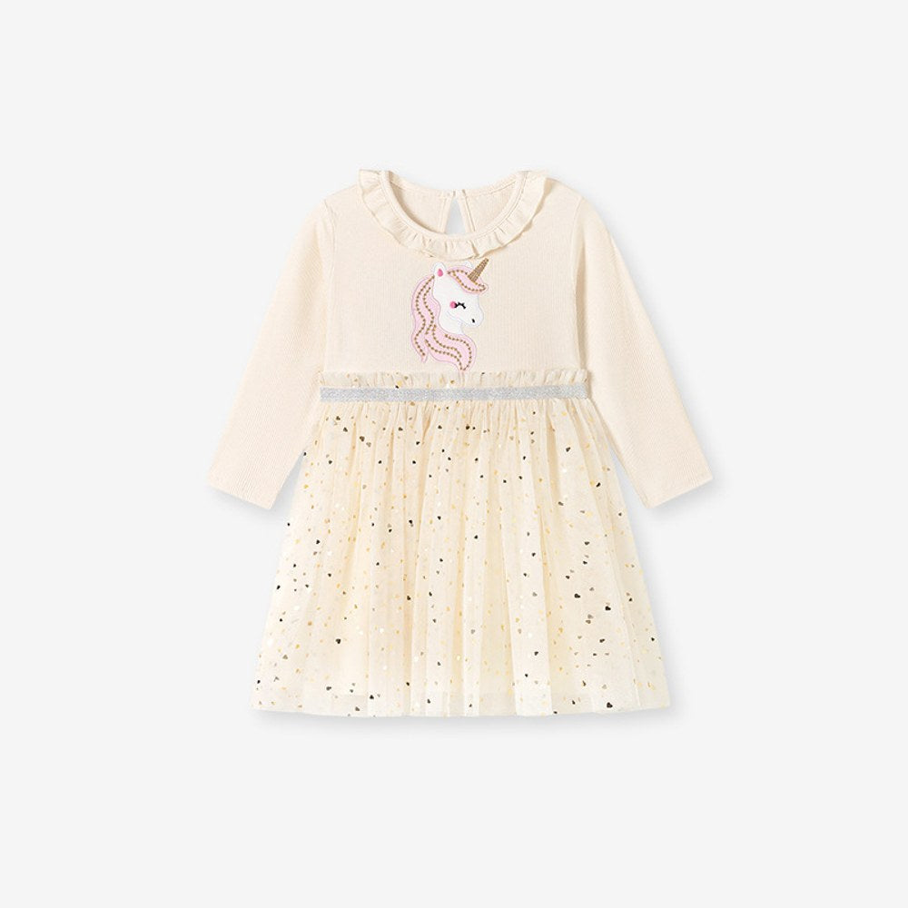 Baby Kids Girls Cartoon and Hearts Pattern Dress