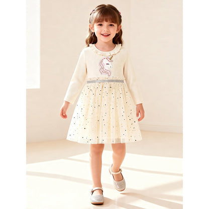 Baby Kids Girls Cartoon and Hearts Pattern Dress