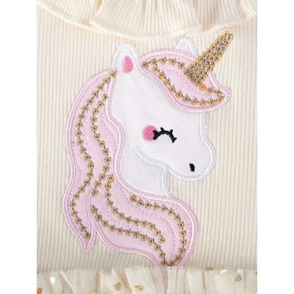 Baby Kids Girls Cartoon and Hearts Pattern Dress