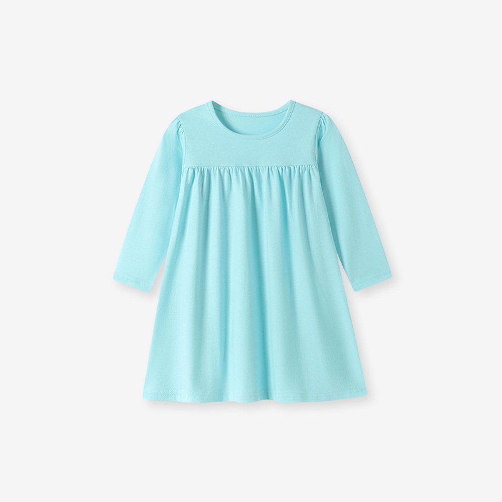 Baby Kids Girls Solid Color Long Sleeves Dress