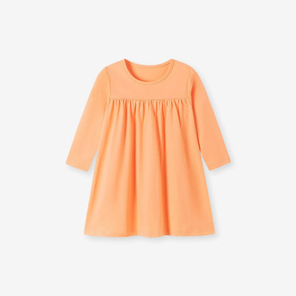 Baby Kids Girls Solid Color Long Sleeves Dress