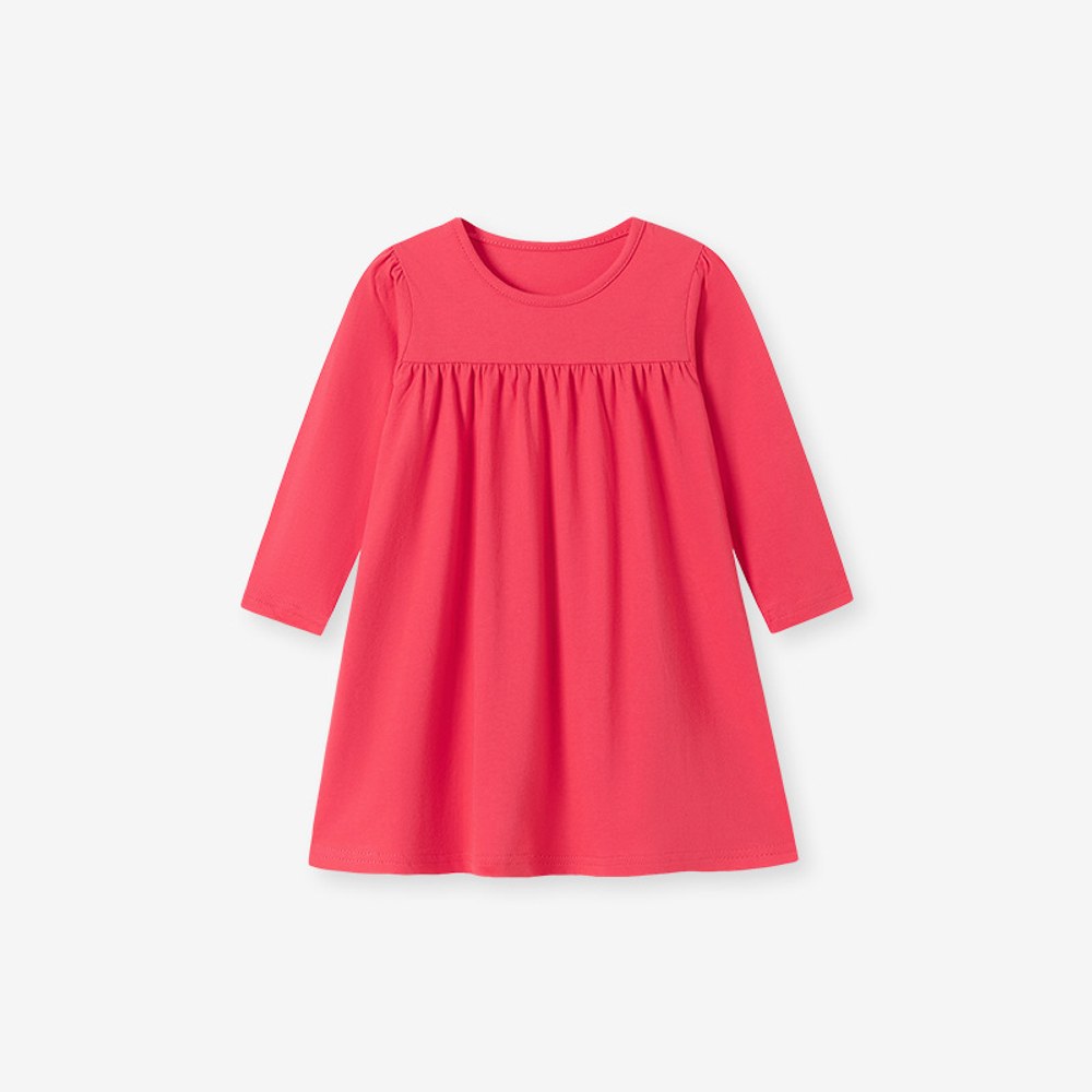 Baby Kids Girls Solid Color Long Sleeves Dress