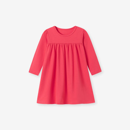 Baby Kids Girls Solid Color Long Sleeves Dress