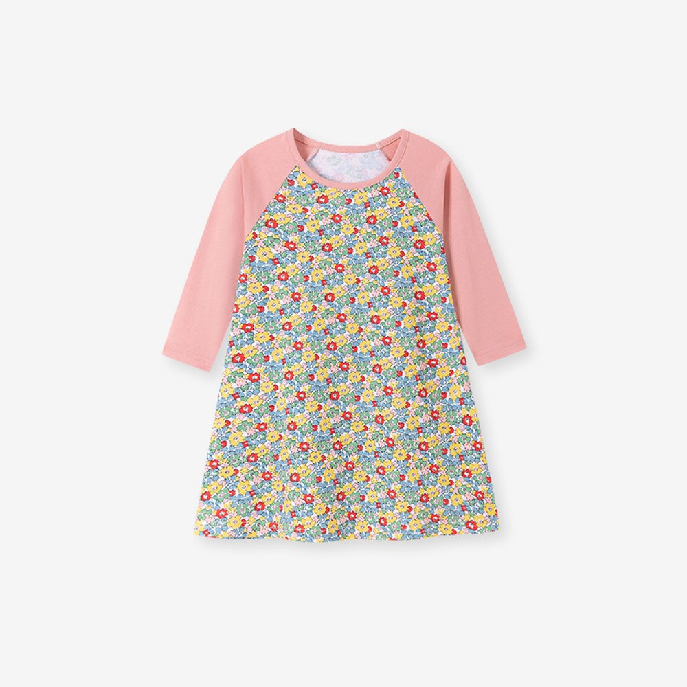 Baby Kids Girls Color Patchwork Long Sleeves Dress