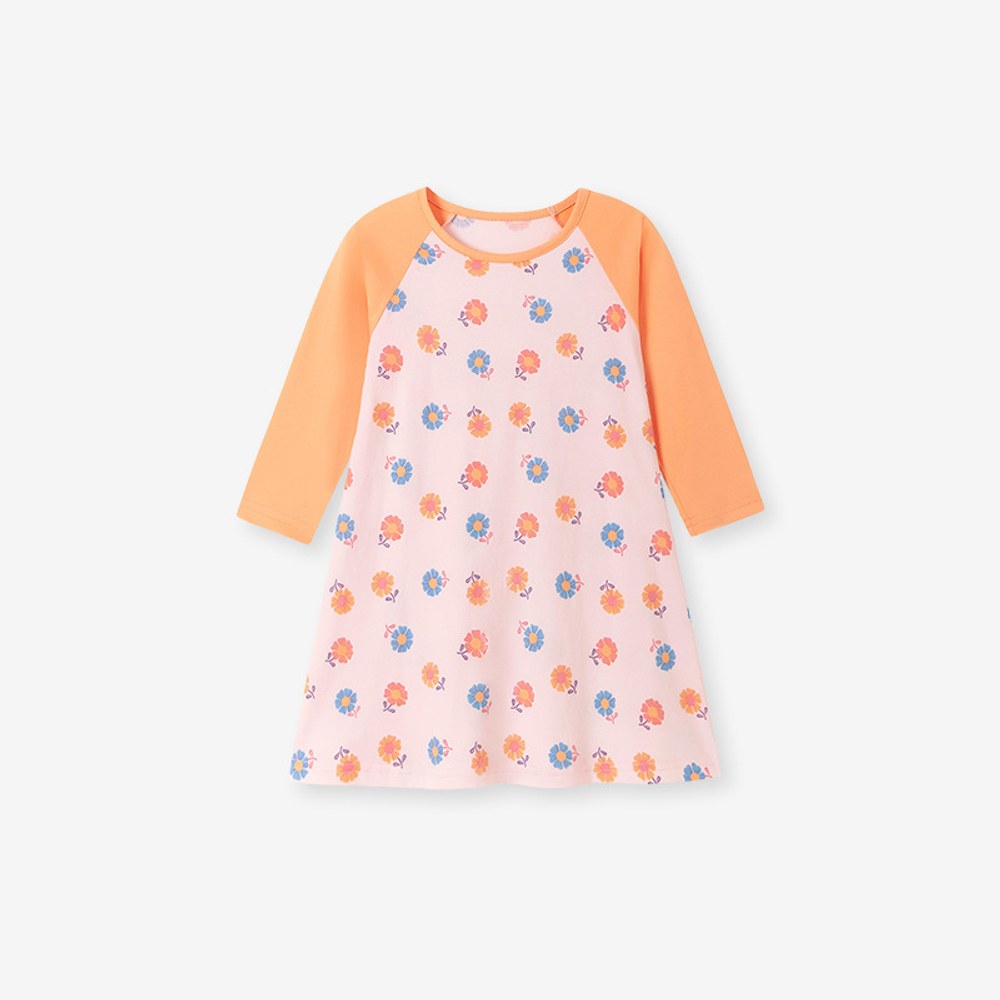 Baby Kids Girls Color Patchwork Long Sleeves Dress