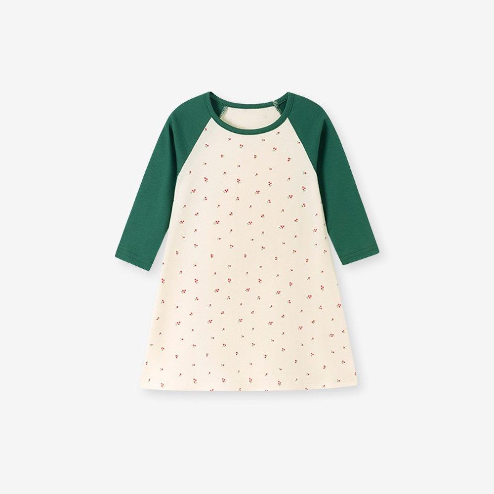 Baby Kids Girls Color Patchwork Long Sleeves Dress